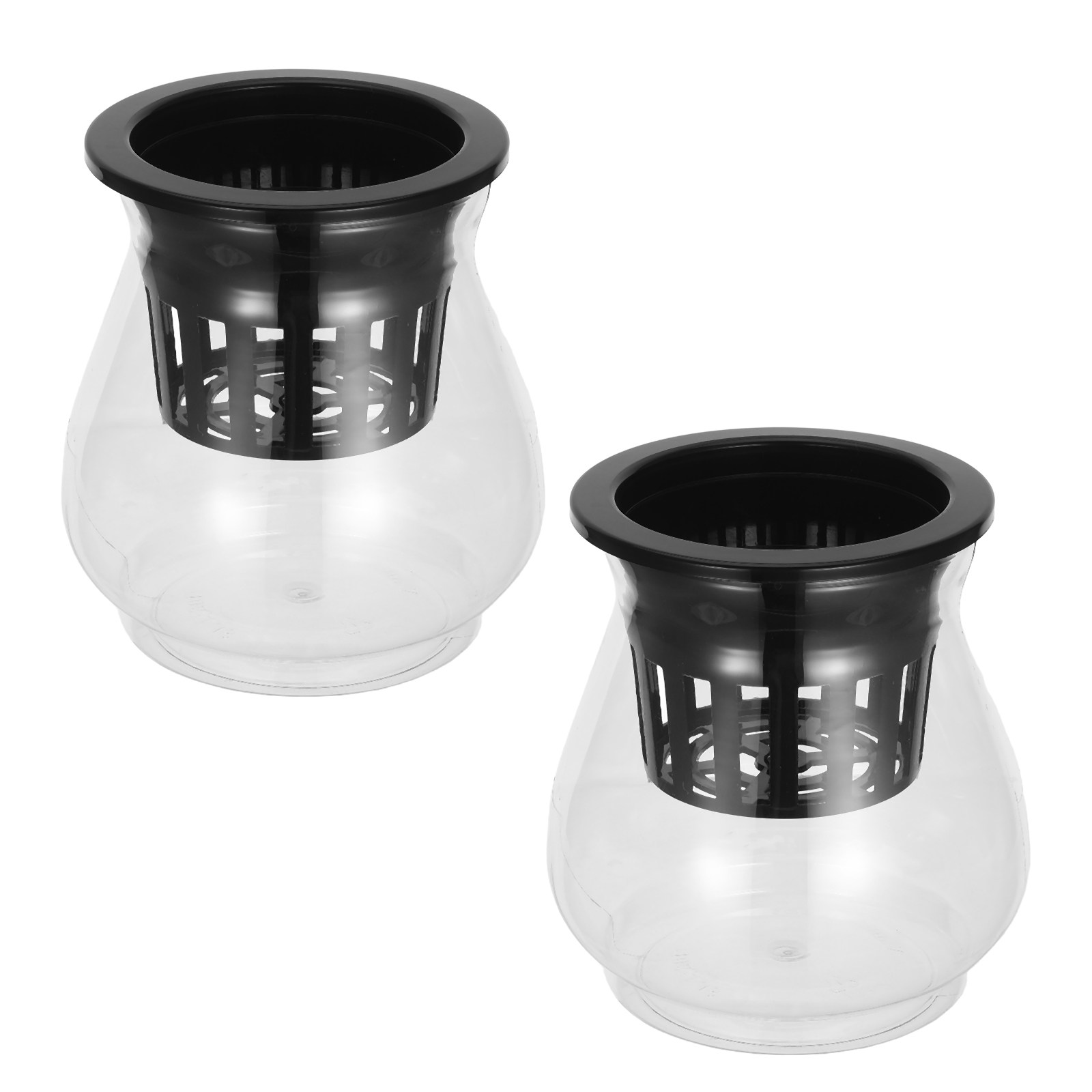 Aquarium Plants - 透明な水耕栽培容器2個セット。ベタ魚用の水槽、観葉植物用の鉢、卓上水族館、小型の生態系を再現した装飾用。