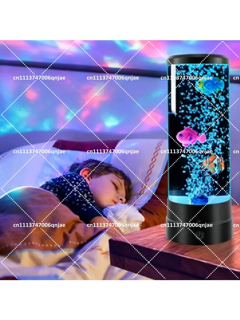 Aquarium Light - シミュレーションLED電子魚タンク水槽、色が変わるバブルフィッシュランプ、クラゲナイトライト、寝室のデスクトップ装飾用
