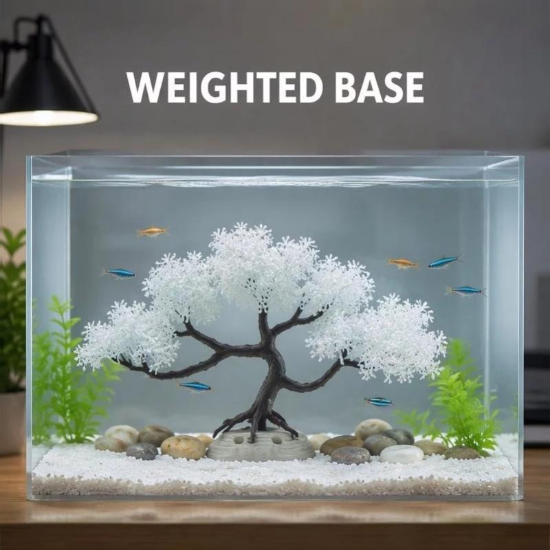 【人工白い盆栽、柔らかい質感で葉が落ちにくい、ベタ魚の水槽の - Betta Fish Tank のレビューと価格