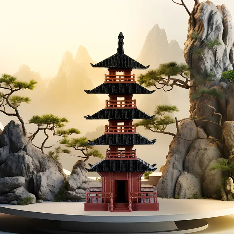 庭の水族館盆栽装飾ミニ塔像中国古代建物モデルパビリオン装飾シ - Aquarium Plants のレビューと価格