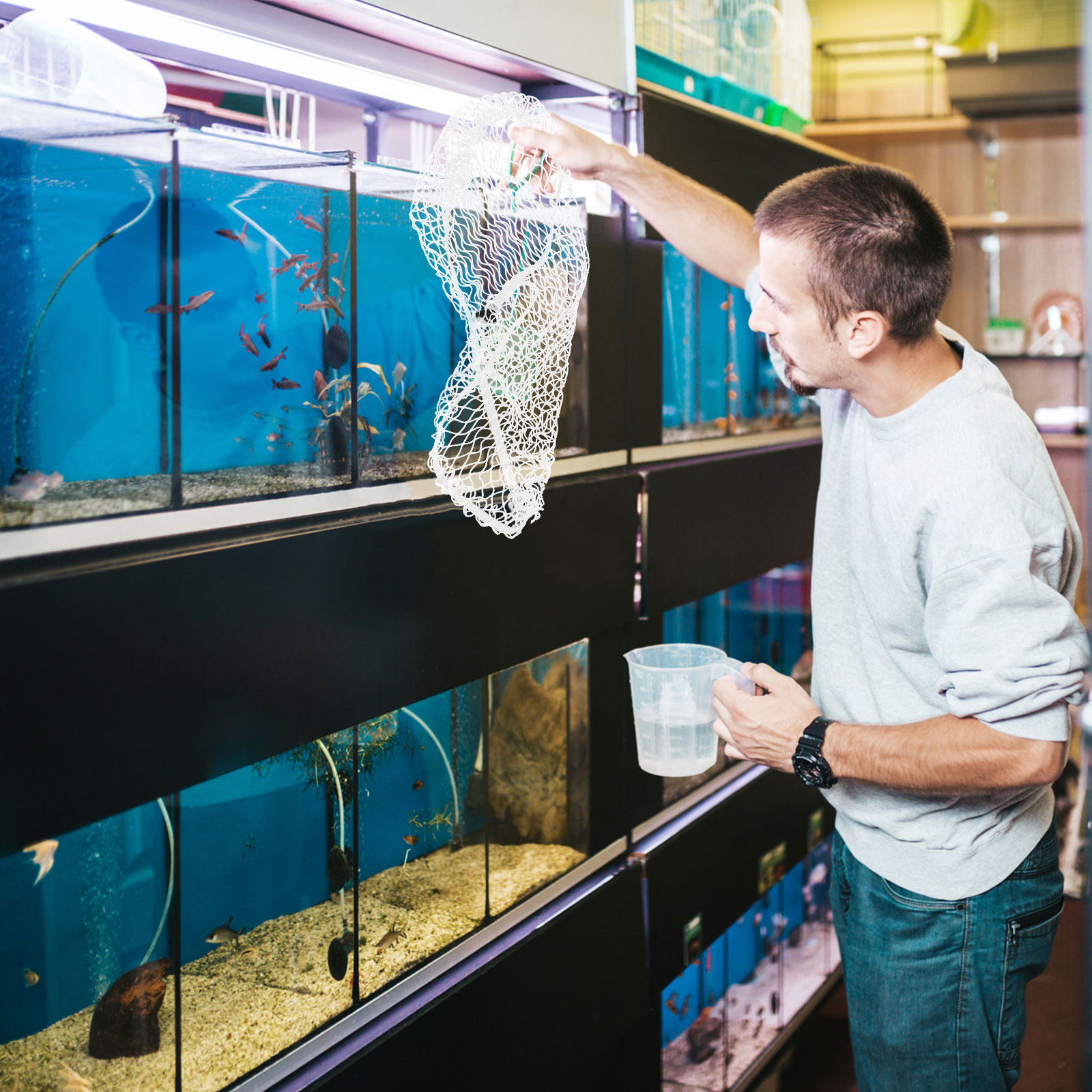 40x20cmのナイロン製水槽用メッシュネットカバー。魚の飛 - Aquarium Fish Keeping のレビューと価格